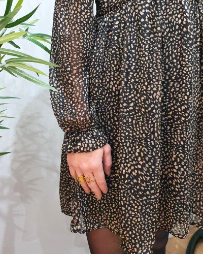 Robe femme noire et beige Tiziana