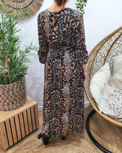 Robe longue femme marron Elana