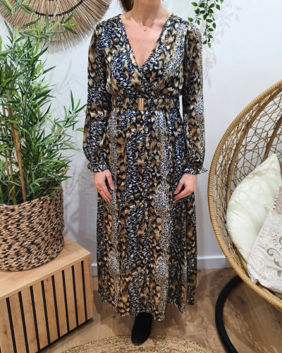 Robe longue femme bleu marine Elana