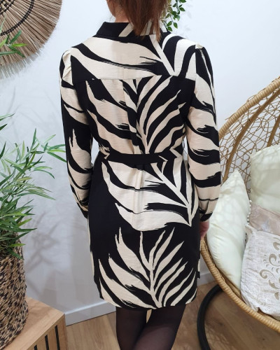 Robe chemise femme noire et beige June