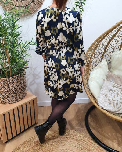 Robe portefeuille femme marine et kaki Yuna