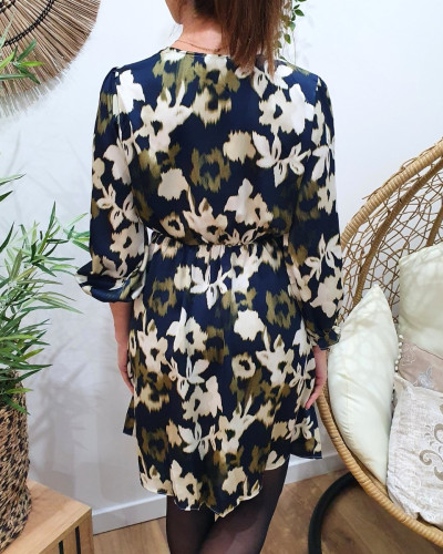 Robe portefeuille femme marine et kaki Yuna