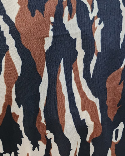 Robe femme motifs noirs beiges et marrons Maliana