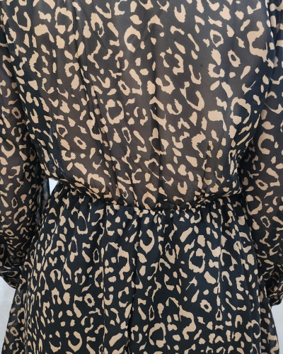 Robe femme imprimé leopard noir et marron Maisane