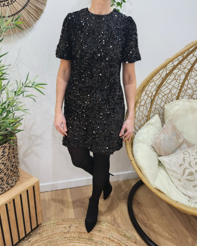 Robe femme noire à sequins Hailee