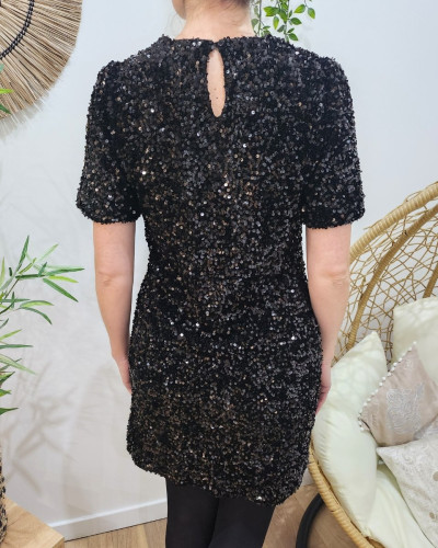 Robe femme noire à sequins Hailee