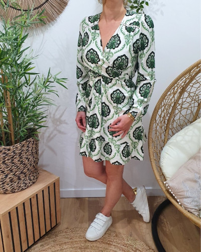 Robe portefeuille femme motifs verts Clarence