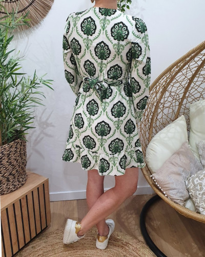 Robe portefeuille femme motifs verts Clarence