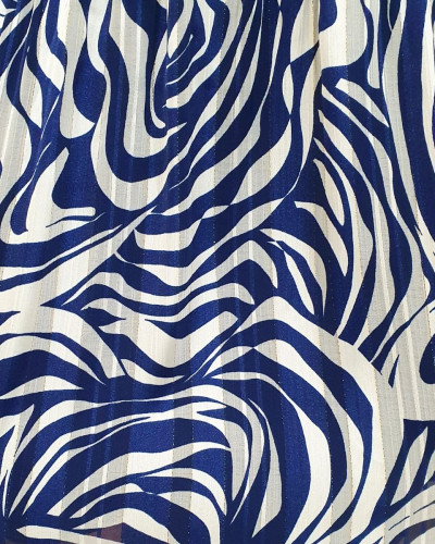 Robe femme écru motifs bleu Bruna