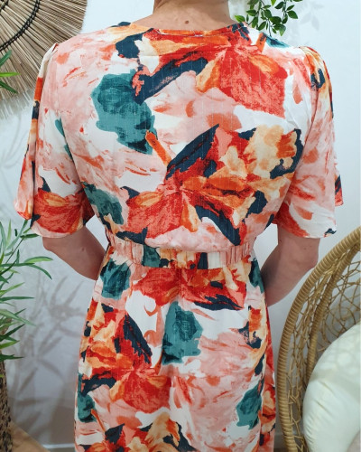 Robe longue femme rose orangée Zohra