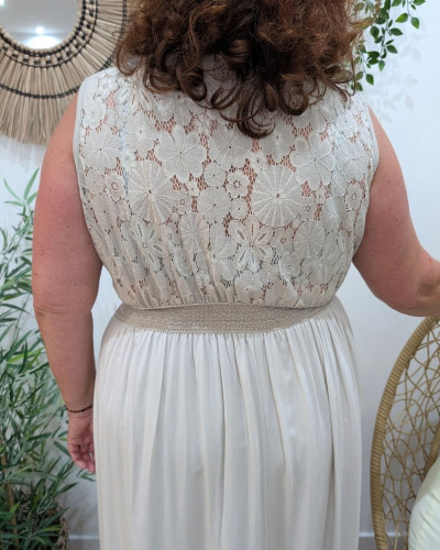 Robe longue femme grande taille bohème décolleté et dos broderies