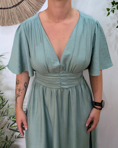 Robe longue femme vert agate Raphaëlle