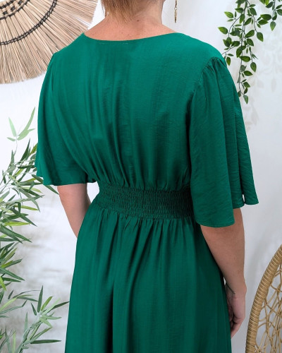 Robe longue femme vert gazon Raphaëlle