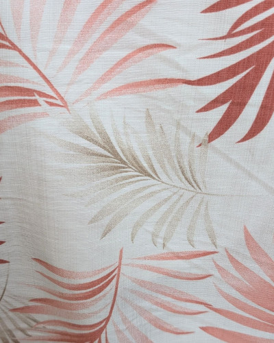 Robe femme droite écrue feuillages roses et taupes Ombelline