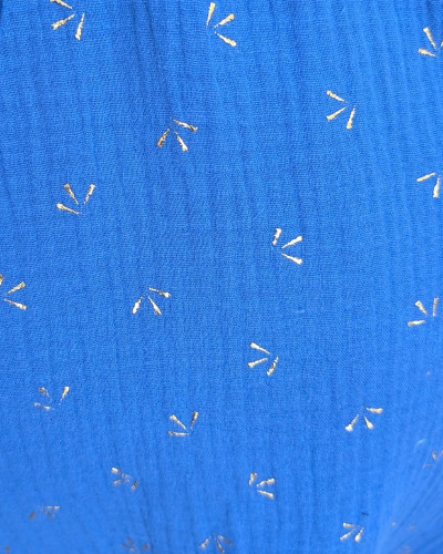 Robe femme bleue petits motifs dorés Naïa