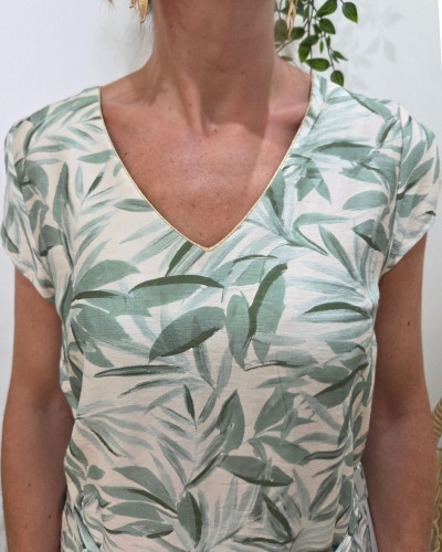 Robe femme feuillage vert agathe Aminda
