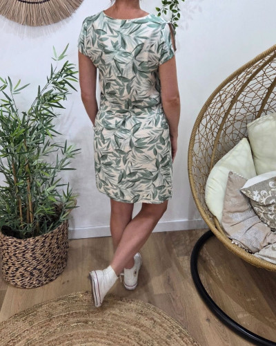 Robe femme feuillage vert agathe Aminda