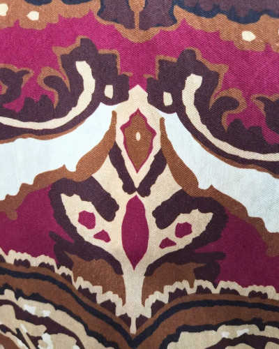 Robe longue femme bordeaux motifs prunes camels et beiges Malia