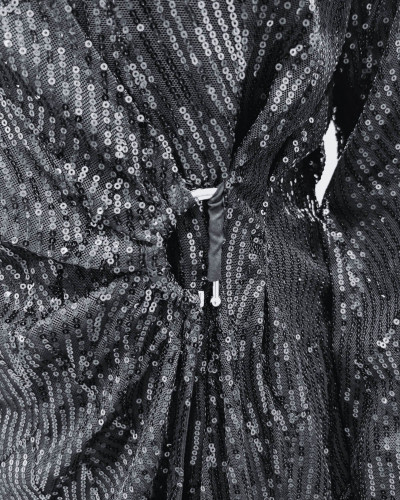 Robe femme noire à sequins et broche Izel