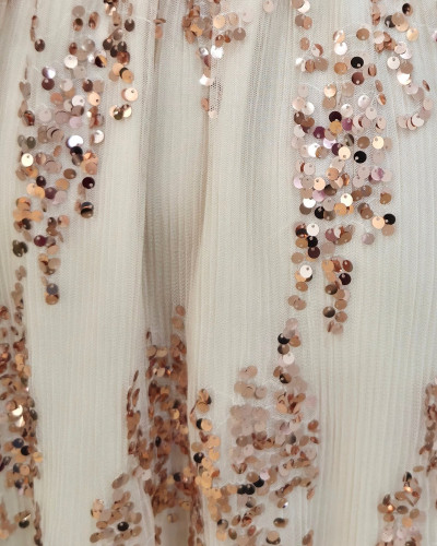 Robe femme beige à sequins cuivrés Holly