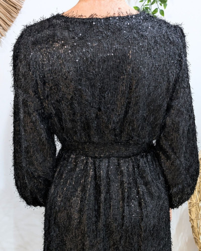 Robe femme noire à sequins Ivy