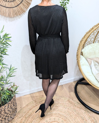 Robe femme noire liseré noir brillant Joy
