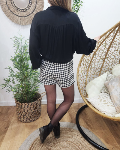 Short femme pied de poule noir et blanc