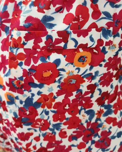 Short femme fluide fleurie rouge Clotilde