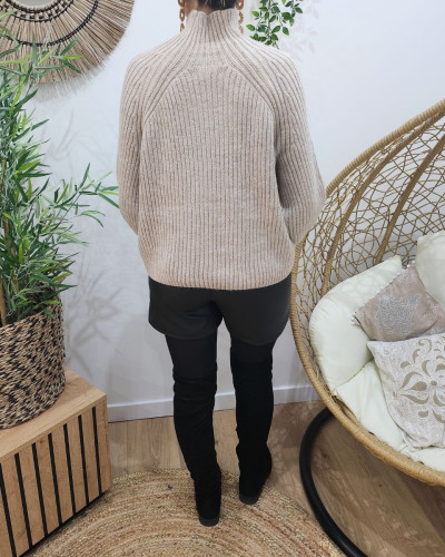Short femme similicuir noir ceinture nouée