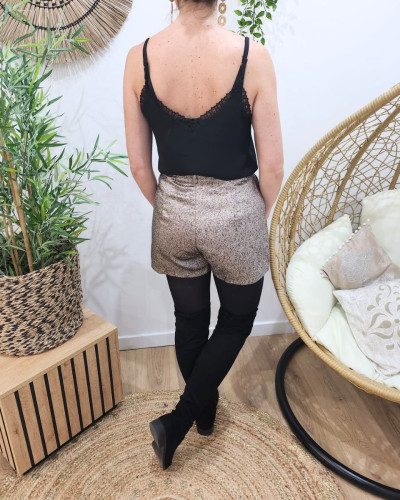 Short femme lurex argent