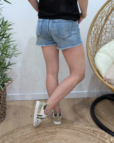 Short en jean femme bleu moyen délavé