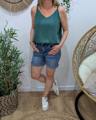 Short en jean femme bleu moyen délavé coupe confort