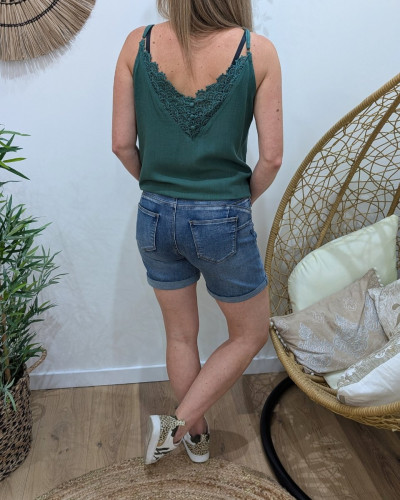 Short en jean femme bleu moyen délavé coupe confort