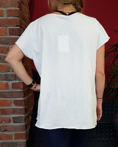T-Shirt oversize blanc Mickey léopard Be Happy