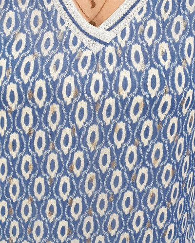 Blouse bleue roi blanche et dorée Bullis