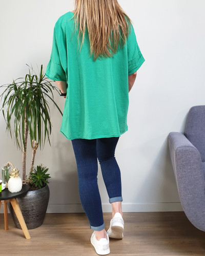 T-Shirt oversize vert Hippie Soul doré