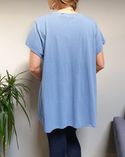 T-Shirt oversize bleu indigo la tête dans les étoiles