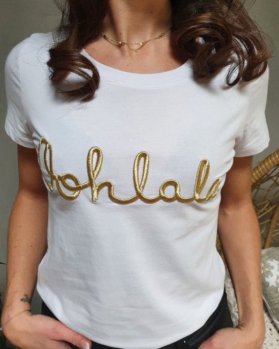 T-Shirt femme blanc Oohlala doré