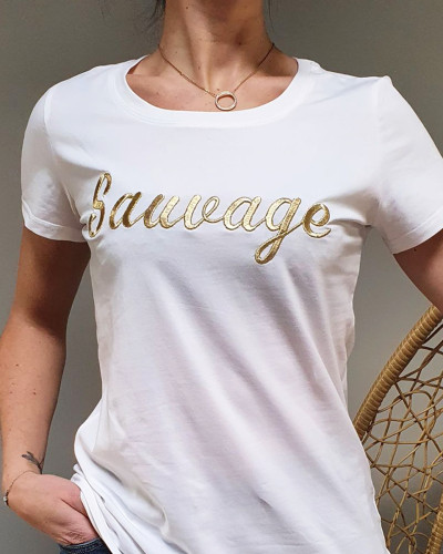 T-Shirt blanc Sauvage doré