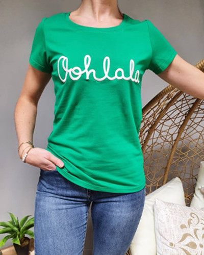 T-Shirt vert oohlala blanc