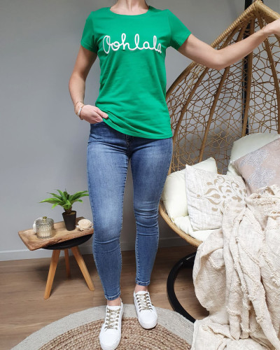 T-Shirt vert oohlala blanc