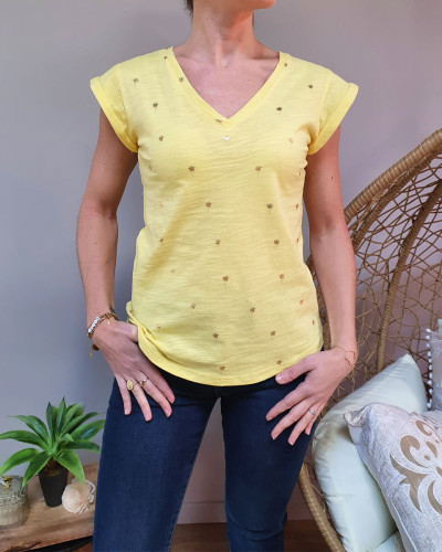 T-Shirt jaune palmier doré