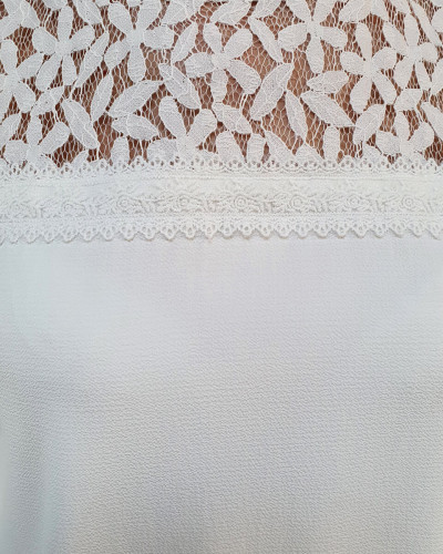 Blouse sans manches dentelle blanche