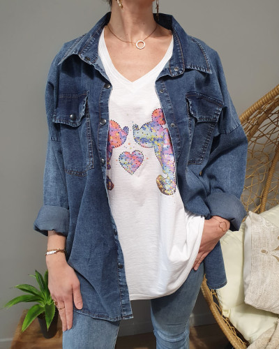 Chemise en jeans grande taille 