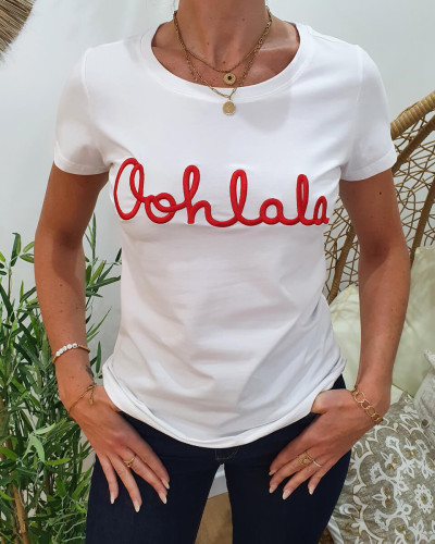 T-Shirt blanc Oohlala rouge