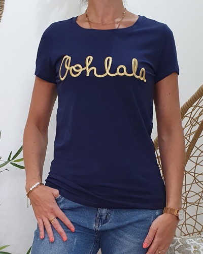 T-Shirt femme marine Oohlala doré