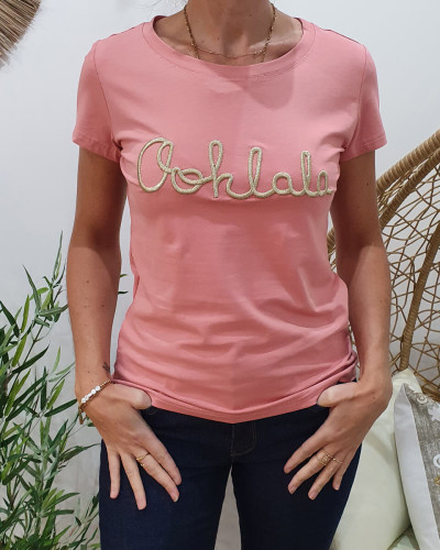 T-Shirt rose Oohlala doré