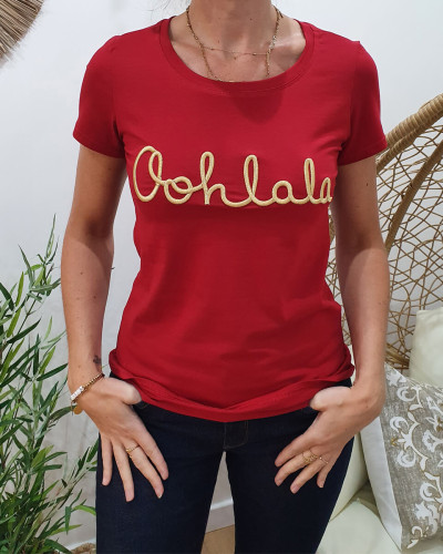 T-Shirt rouge bordeaux Oohlala doré