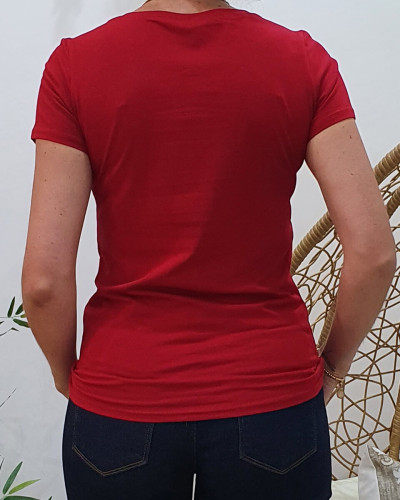 T-Shirt rouge bordeaux Oohlala doré