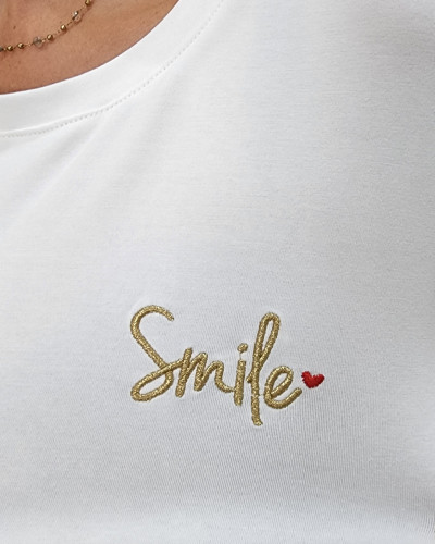 T-Shirt blanc cassé Smile taille unique